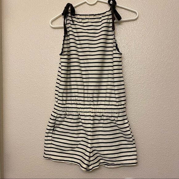 Madewell Black stripe white Tie-Shoulder Romper preppy coastal minimal sailor XS - Picture 3 of 8